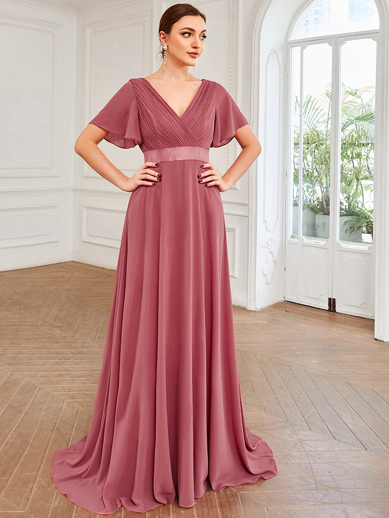 ever MONICA|Robe de soirée élégante en mousseline taille haute(Vente Finale)