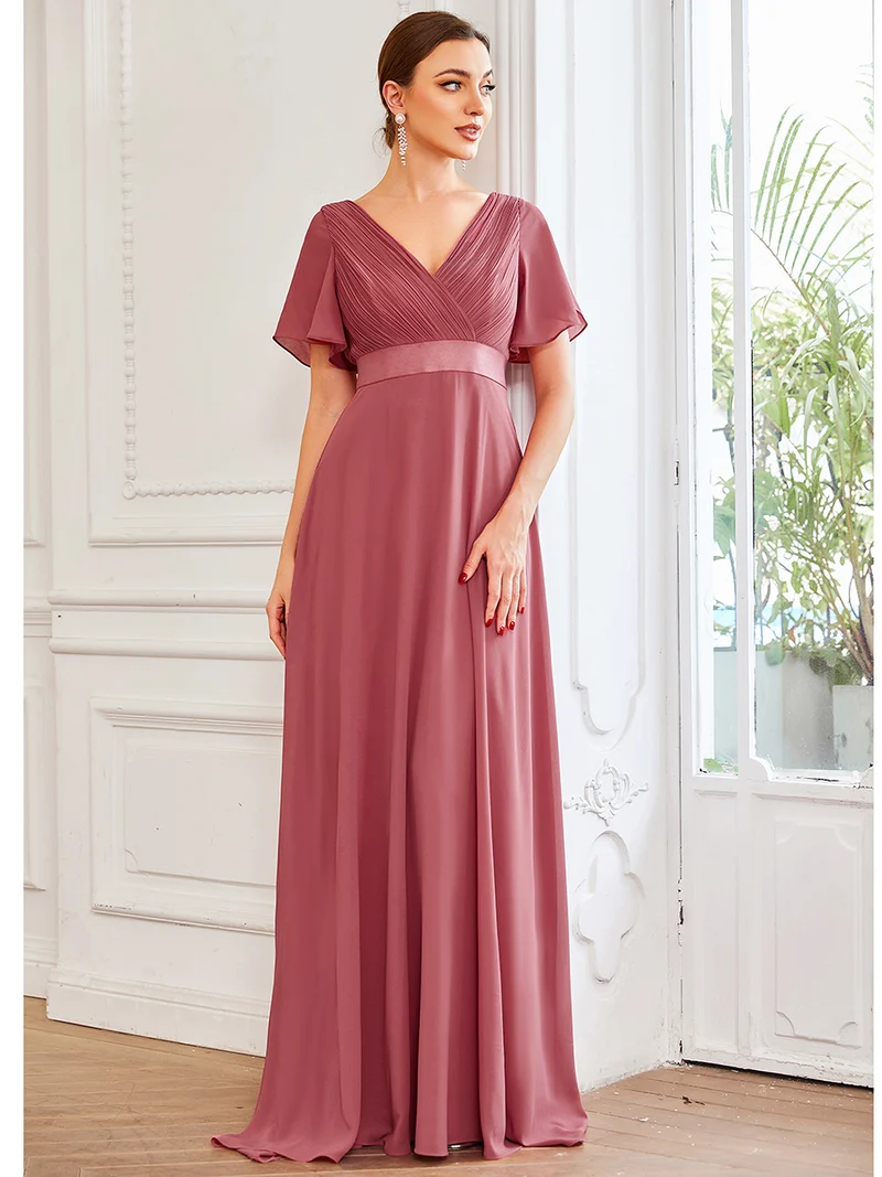 ever MONICA|Robe de soirée élégante en mousseline taille haute(Vente Finale)