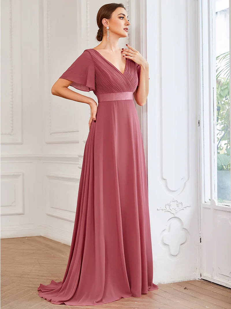 ever MONICA|Robe de soirée élégante en mousseline taille haute(Vente Finale)