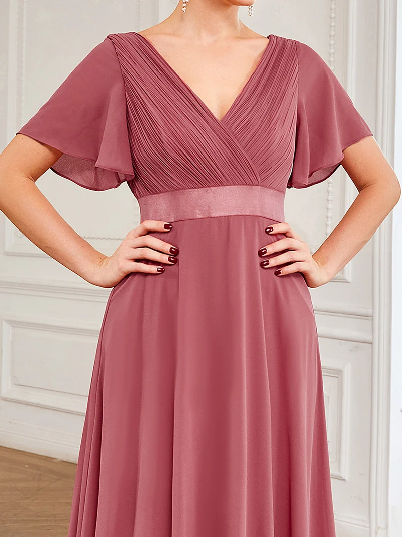 ever MONICA|Robe de soirée élégante en mousseline taille haute(Vente Finale)