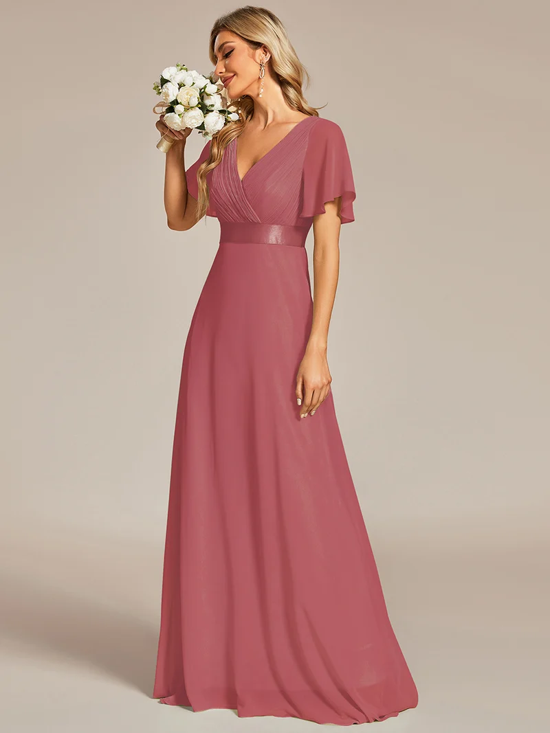 ever MONICA|Robe de soirée élégante en mousseline taille haute(Vente Finale)