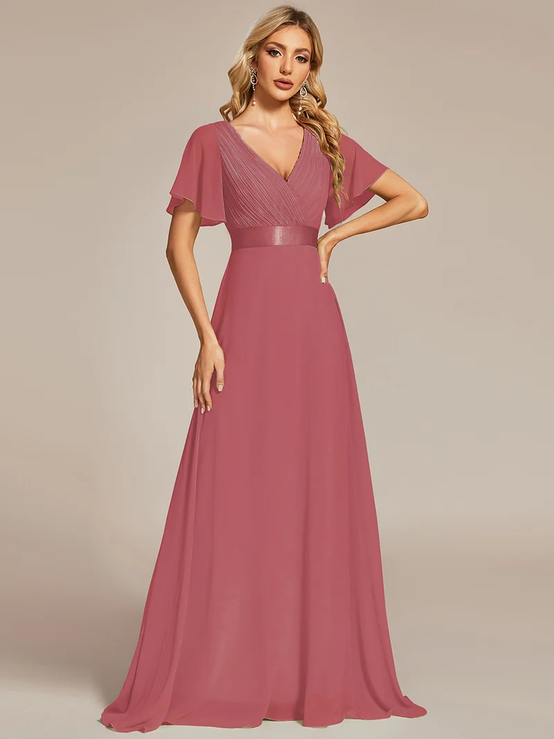 ever MONICA|Robe de soirée élégante en mousseline taille haute(Vente Finale)