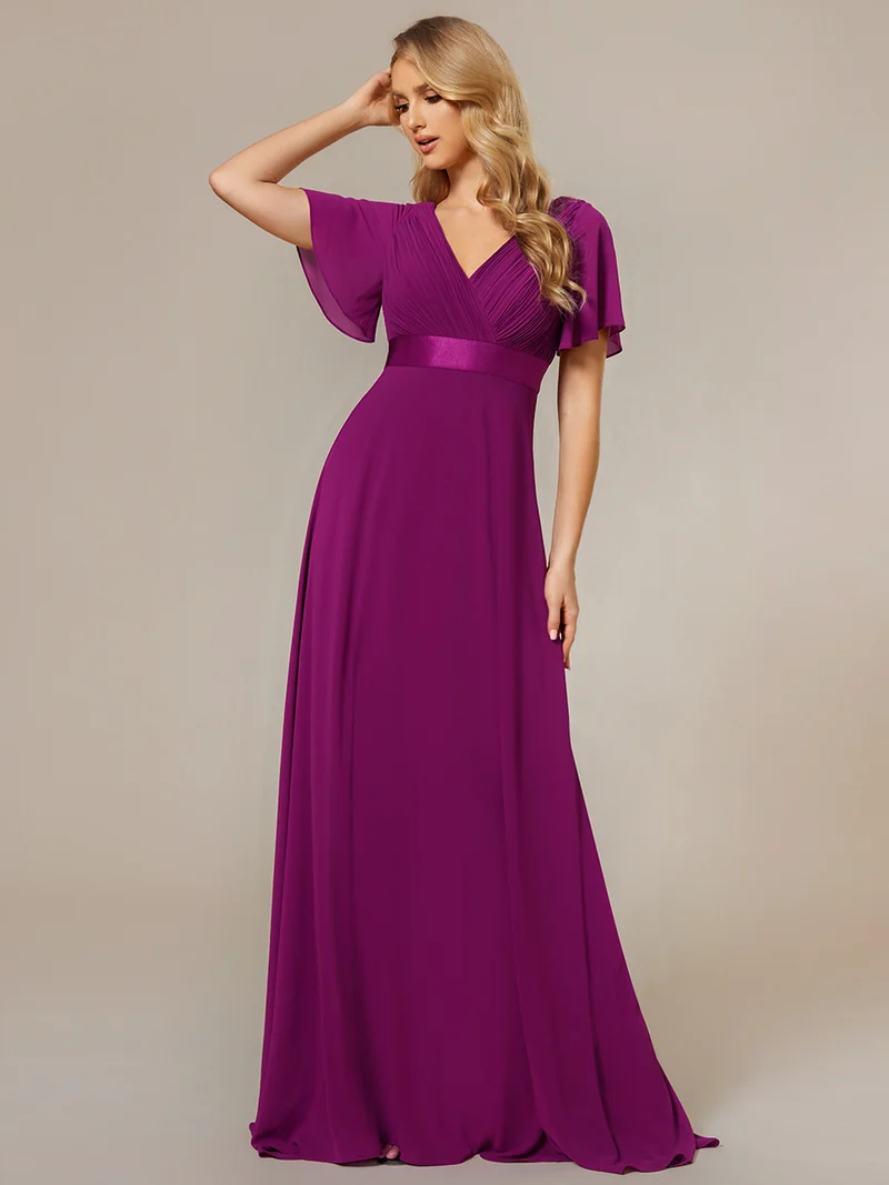 ever MONICA|Robe de soirée élégante en mousseline taille haute(Vente Finale)