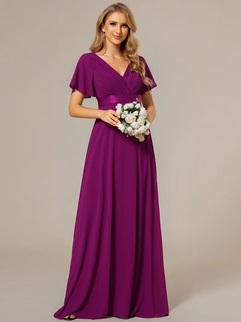 ever MONICA|Robe de soirée élégante en mousseline taille haute(Vente Finale)