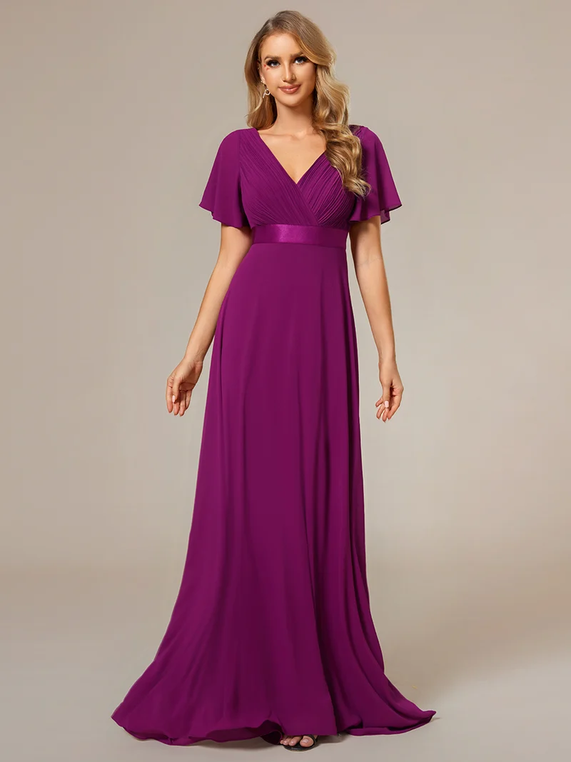ever MONICA|Robe de soirée élégante en mousseline taille haute(Vente Finale)