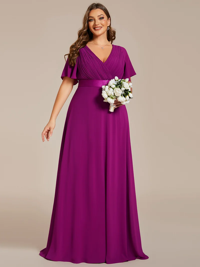 ever MONICA|Robe de soirée élégante en mousseline taille haute(Vente Finale)