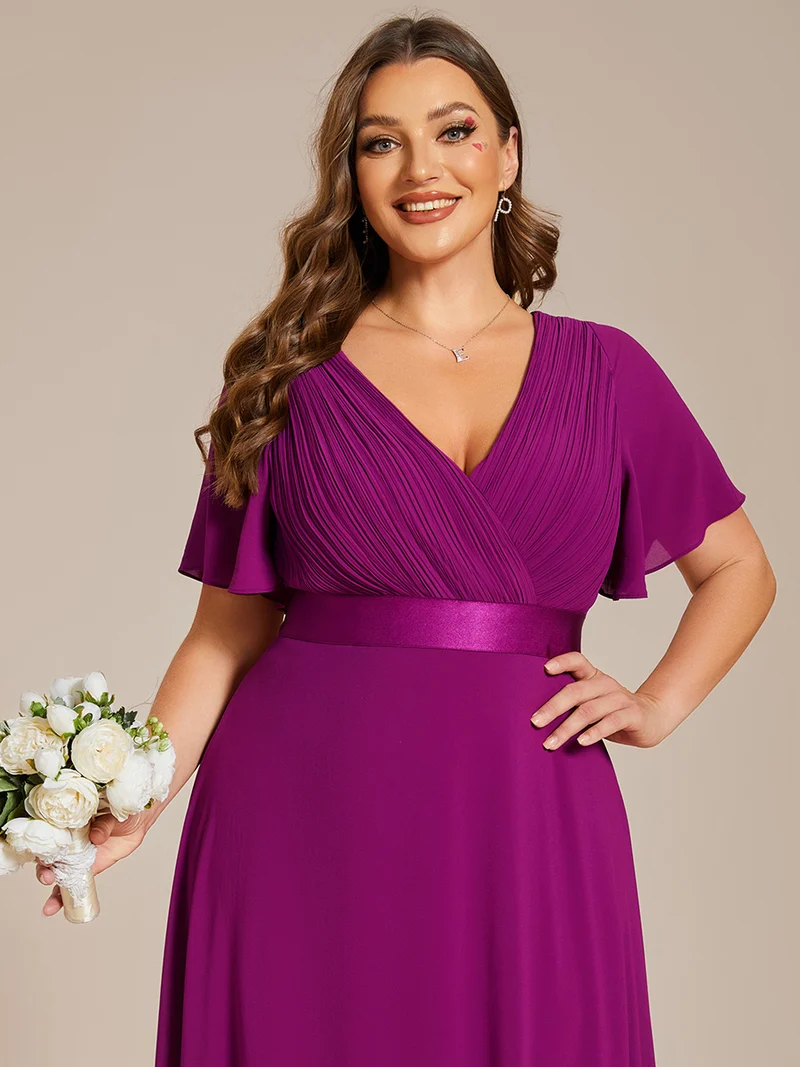 ever MONICA|Robe de soirée élégante en mousseline taille haute(Vente Finale)