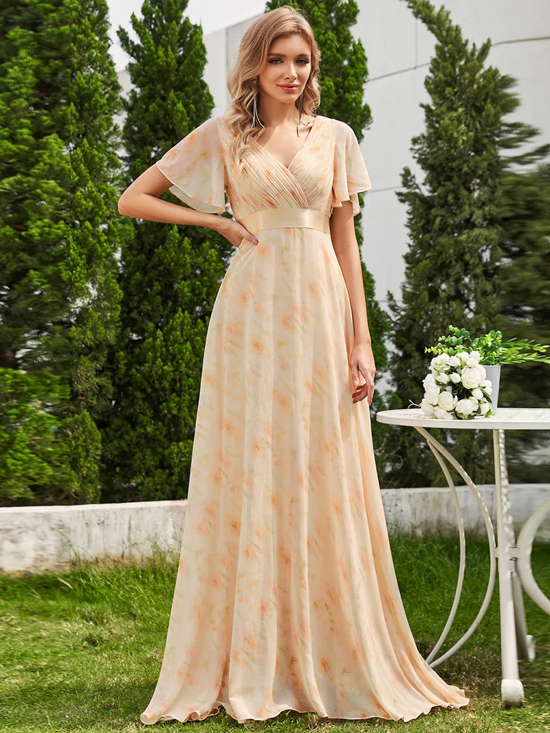 ever MONICA|Robe de soirée élégante en mousseline taille haute(Vente Finale)