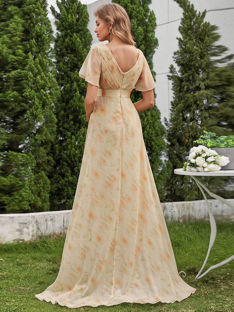 ever MONICA|Robe de soirée élégante en mousseline taille haute(Vente Finale)