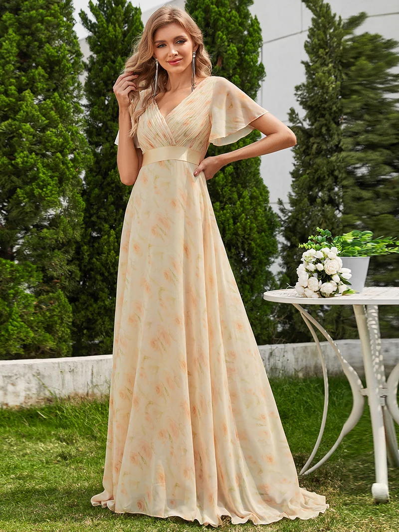 ever MONICA|Robe de soirée élégante en mousseline taille haute(Vente Finale)