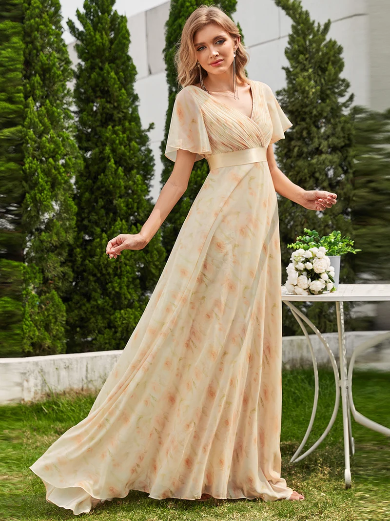 ever MONICA|Robe de soirée élégante en mousseline taille haute(Vente Finale)