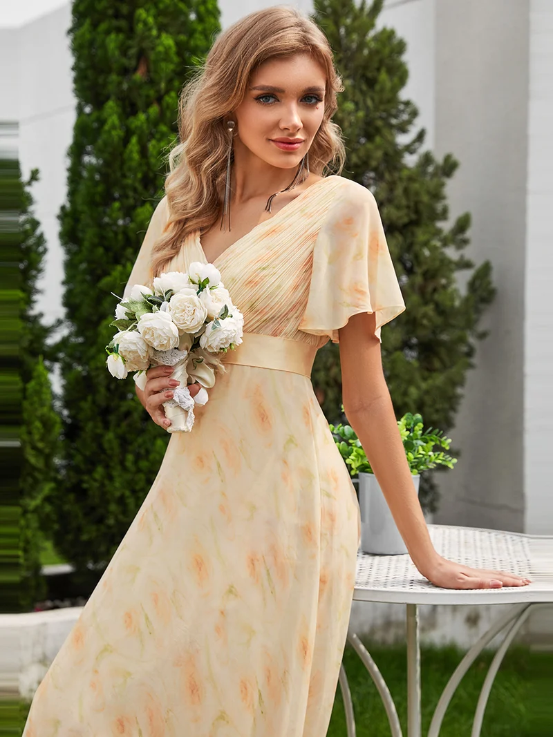 ever MONICA|Robe de soirée élégante en mousseline taille haute(Vente Finale)