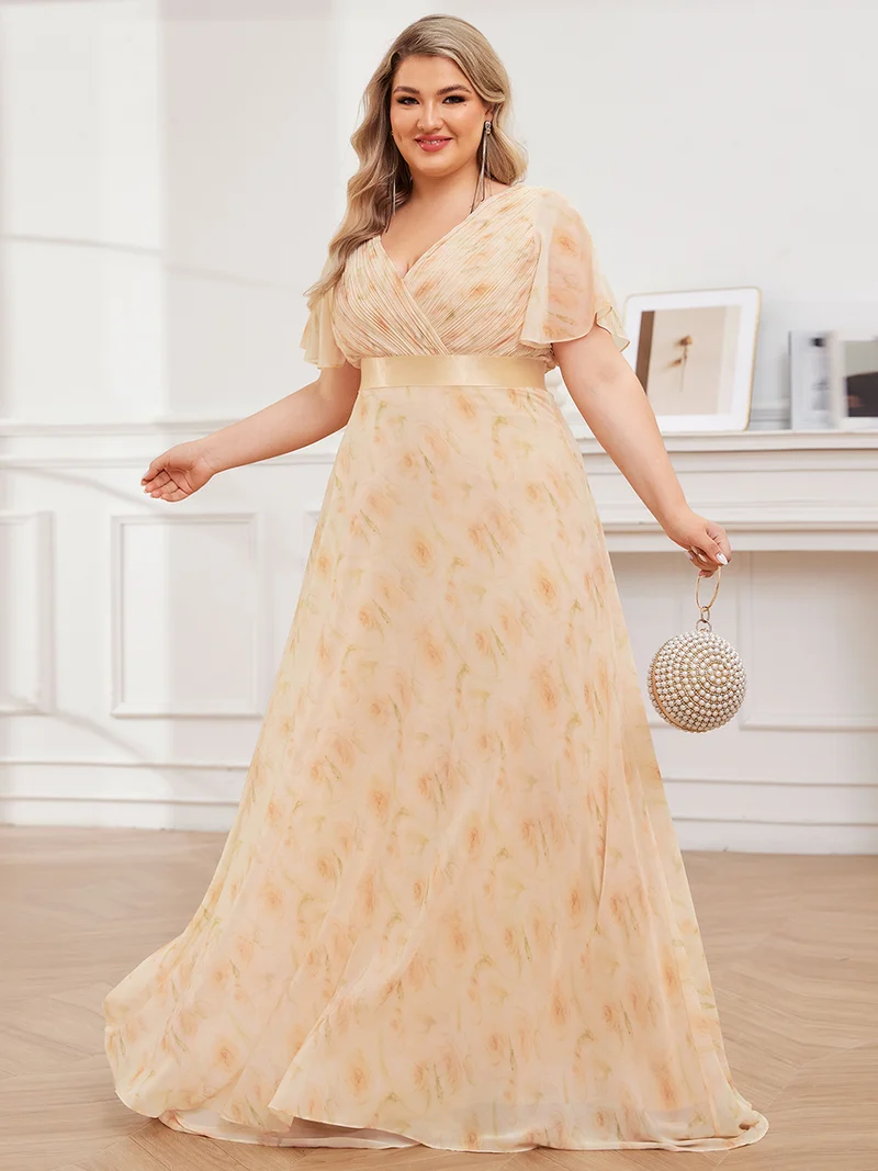 ever MONICA|Robe de soirée élégante en mousseline taille haute(Vente Finale)