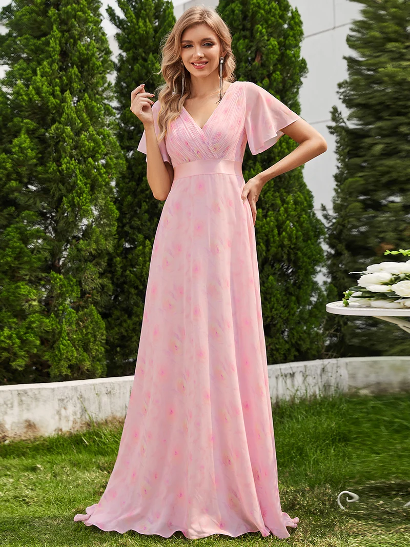 ever MONICA|Robe de soirée élégante en mousseline taille haute(Vente Finale)