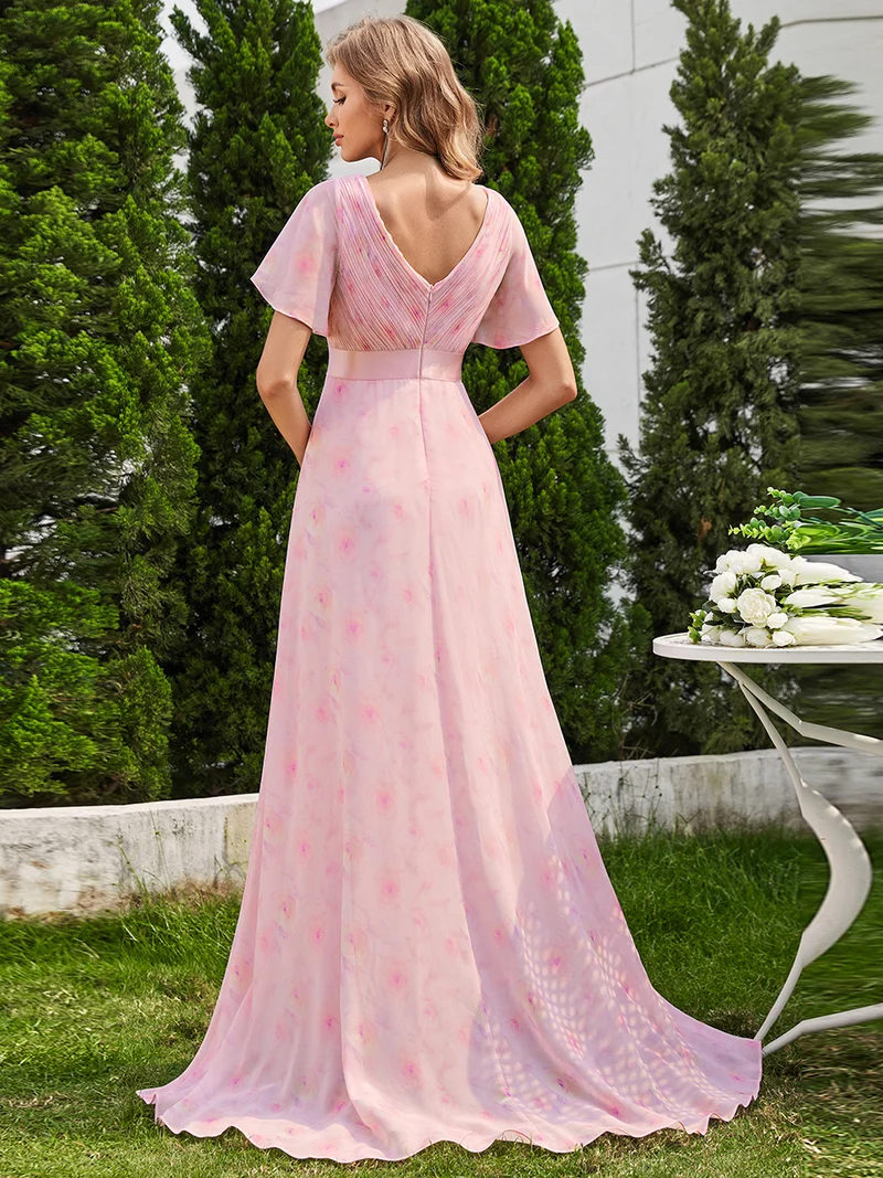 ever MONICA|Robe de soirée élégante en mousseline taille haute(Vente Finale)