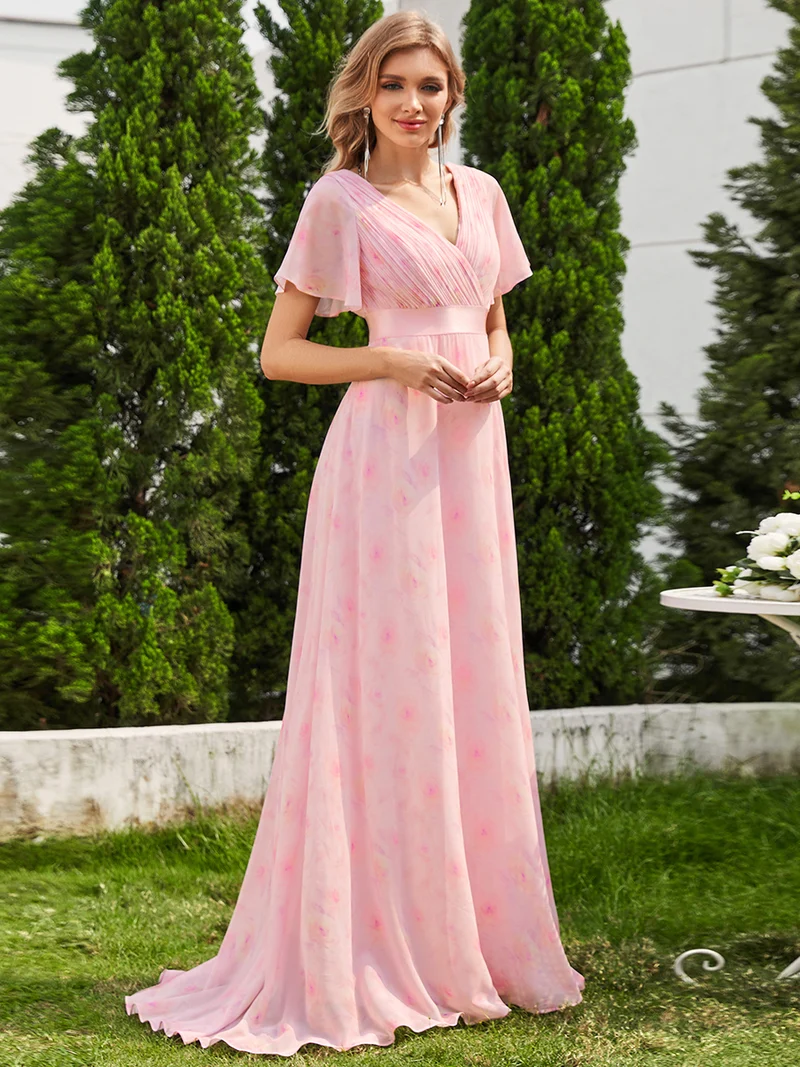 ever MONICA|Robe de soirée élégante en mousseline taille haute(Vente Finale)