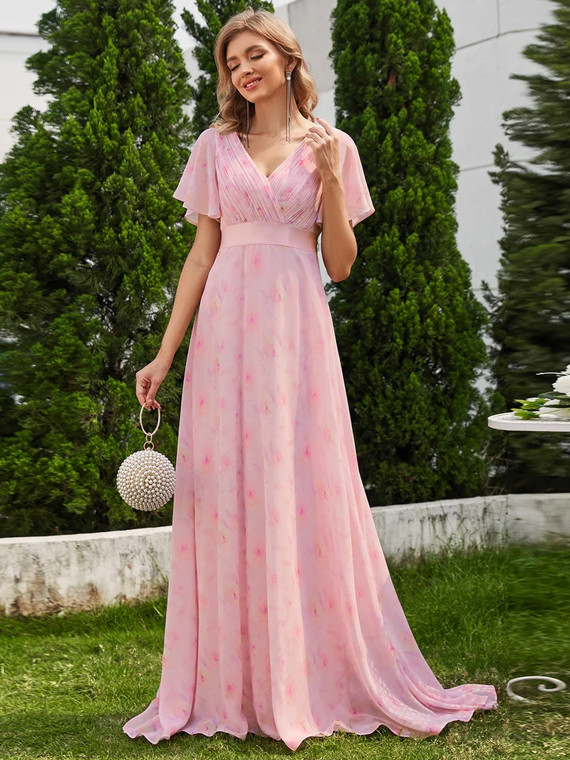 ever MONICA|Robe de soirée élégante en mousseline taille haute(Vente Finale)