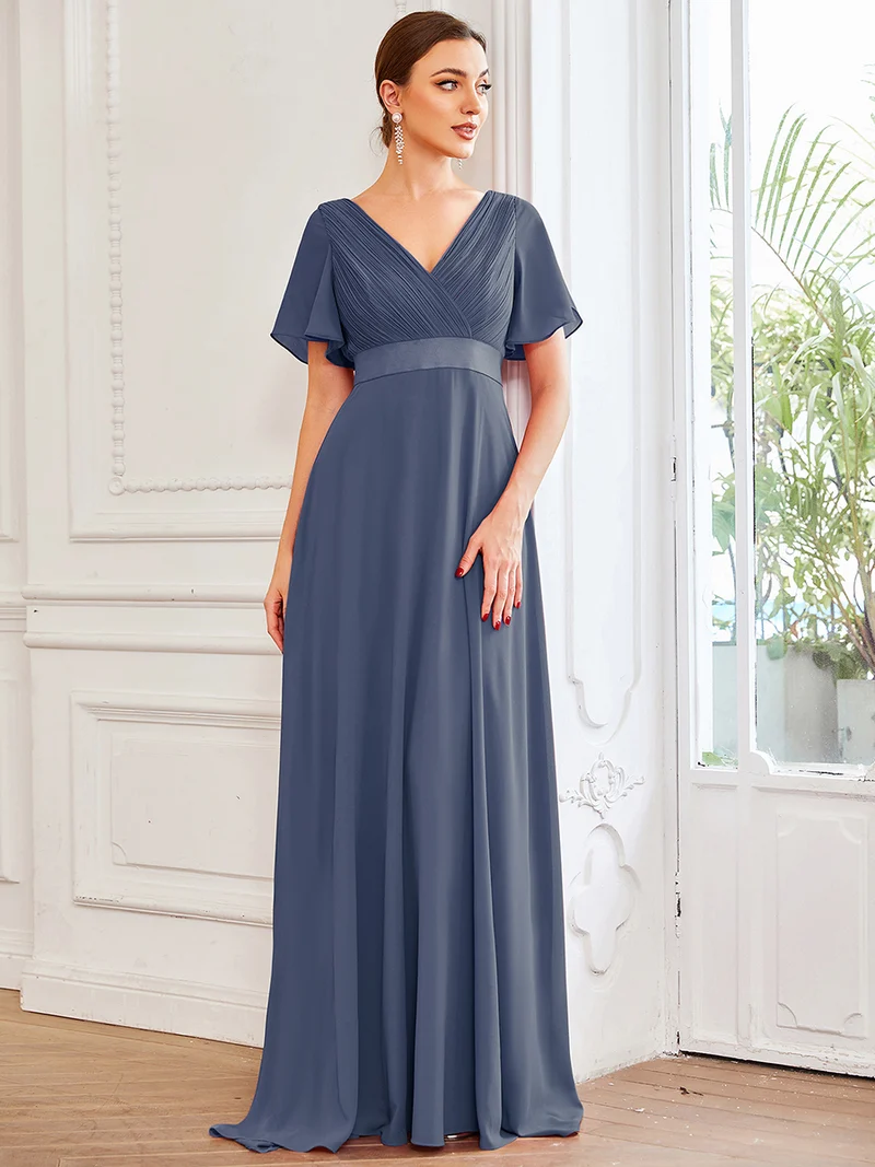 ever MONICA|Robe de soirée élégante en mousseline taille haute(Vente Finale)