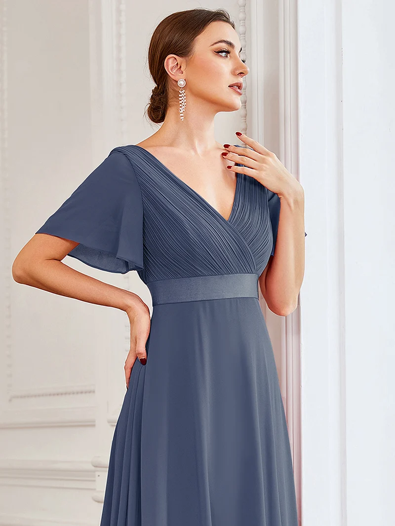 ever MONICA|Robe de soirée élégante en mousseline taille haute(Vente Finale)