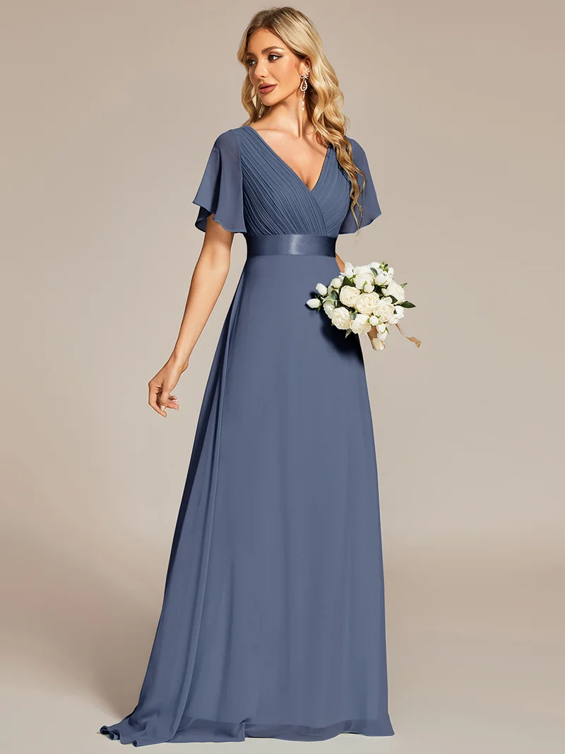 ever MONICA|Robe de soirée élégante en mousseline taille haute(Vente Finale)