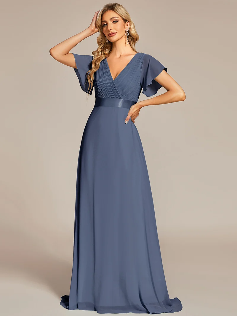 ever MONICA|Robe de soirée élégante en mousseline taille haute(Vente Finale)