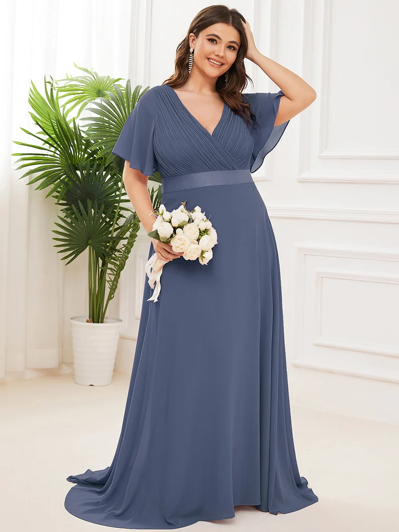 ever MONICA|Robe de soirée élégante en mousseline taille haute(Vente Finale)