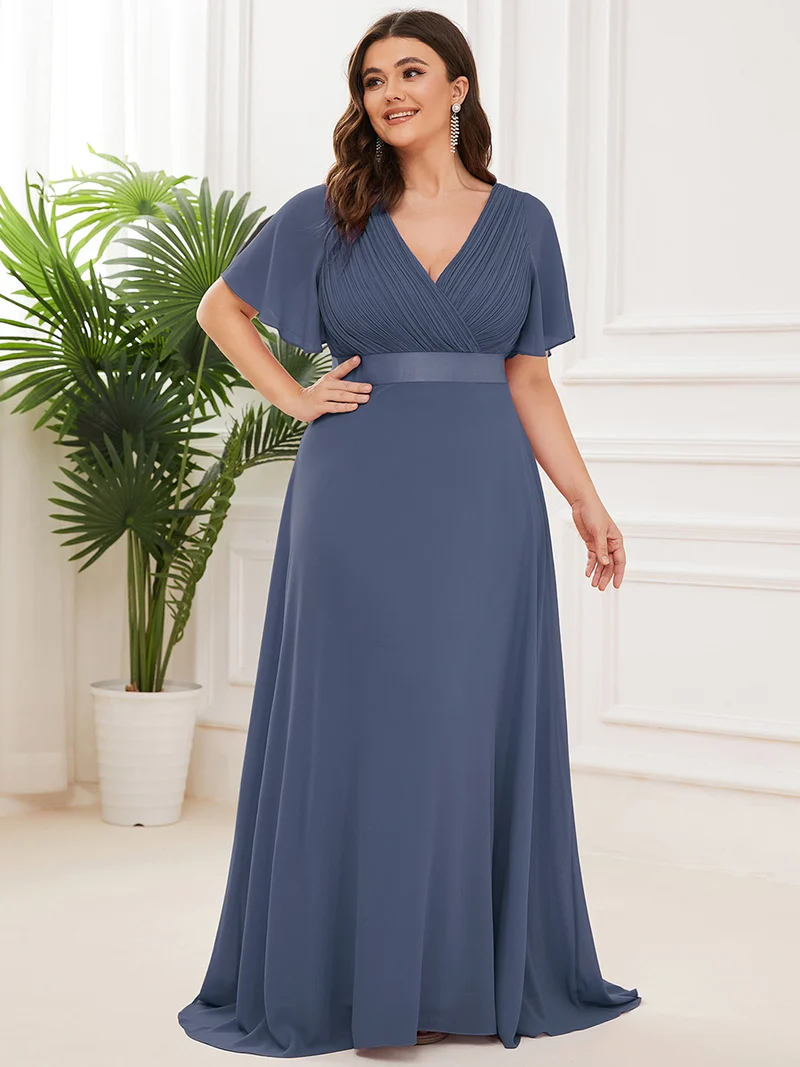 ever MONICA|Robe de soirée élégante en mousseline taille haute(Vente Finale)