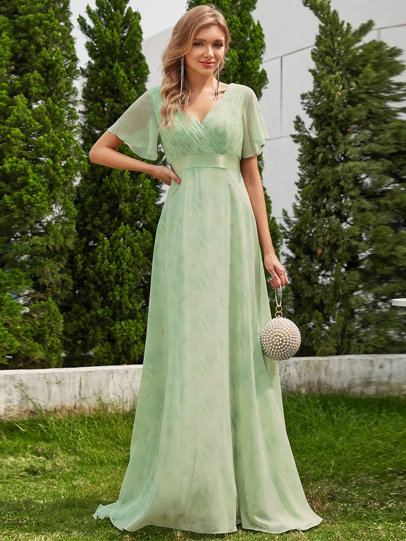 ever MONICA|Robe de soirée élégante en mousseline taille haute(Vente Finale)