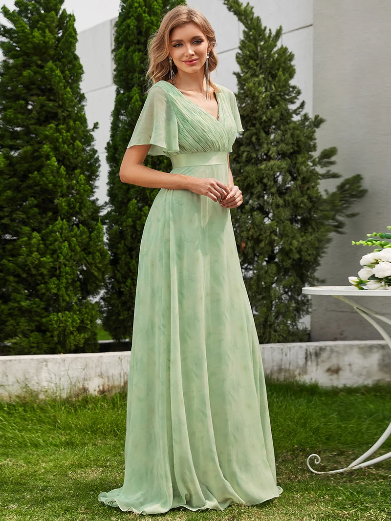 ever MONICA|Robe de soirée élégante en mousseline taille haute(Vente Finale)