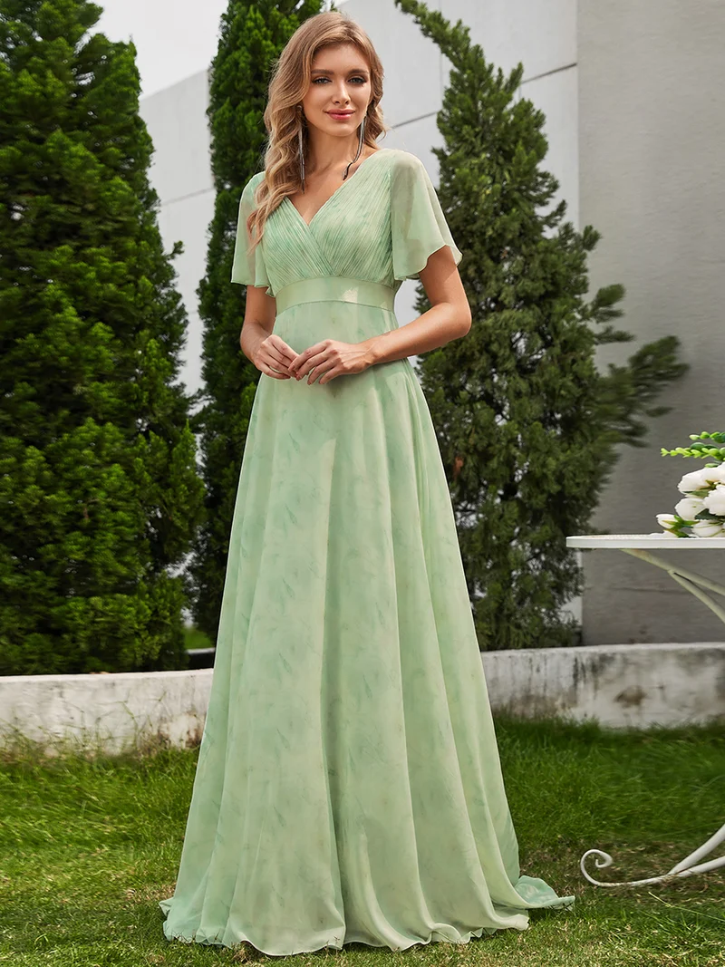 ever MONICA|Robe de soirée élégante en mousseline taille haute(Vente Finale)