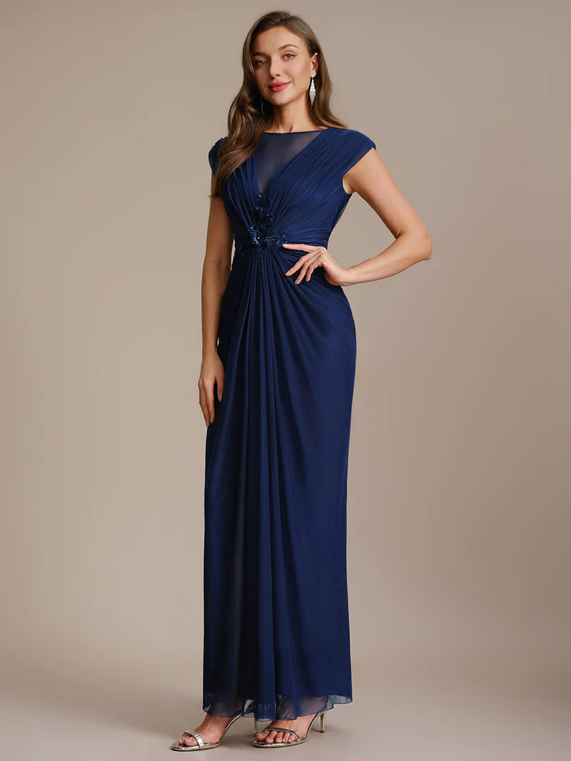Robe maxi bodycon transparente à manches courtes en sequins