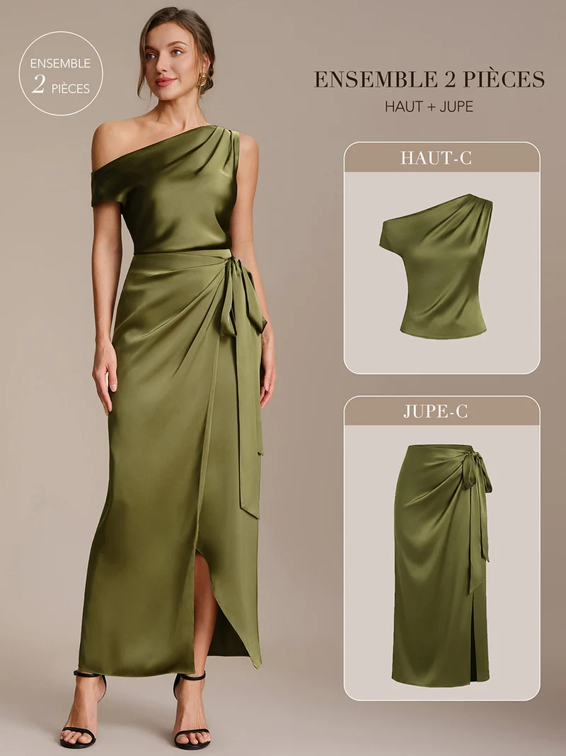 Top en satin à épaules dénudées