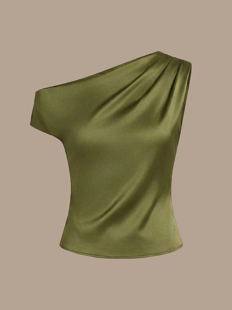 Top en satin à épaules dénudées