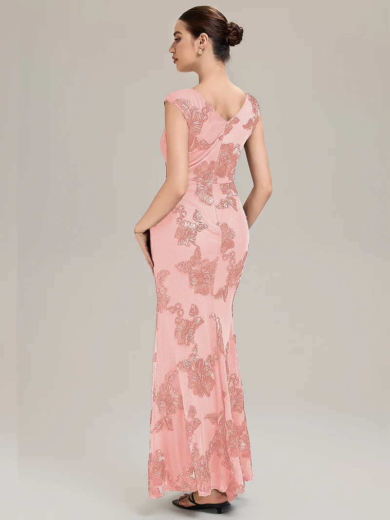 Robe de Soirée Chic Sirène Sans Manches à Épaule Unique en Tissu à Faible Élasthanne