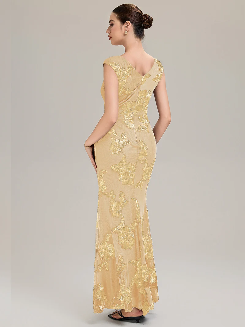 Robe de Soirée Chic Sirène Sans Manches à Épaule Unique en Tissu à Faible Élasthanne