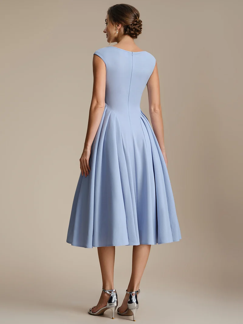 Robe midi sans manches à encolure en V extensible