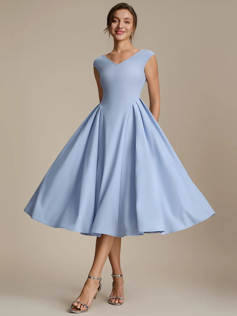 Robe midi sans manches à encolure en V extensible