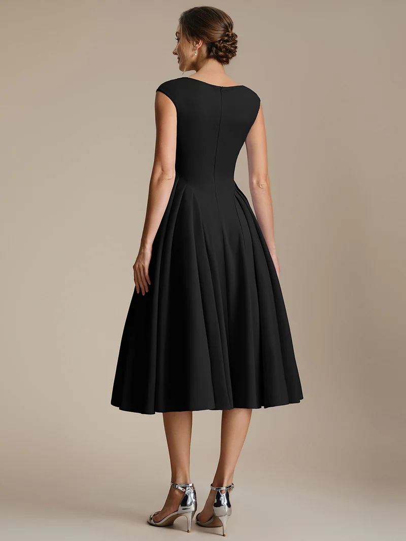 Robe midi sans manches à encolure en V extensible