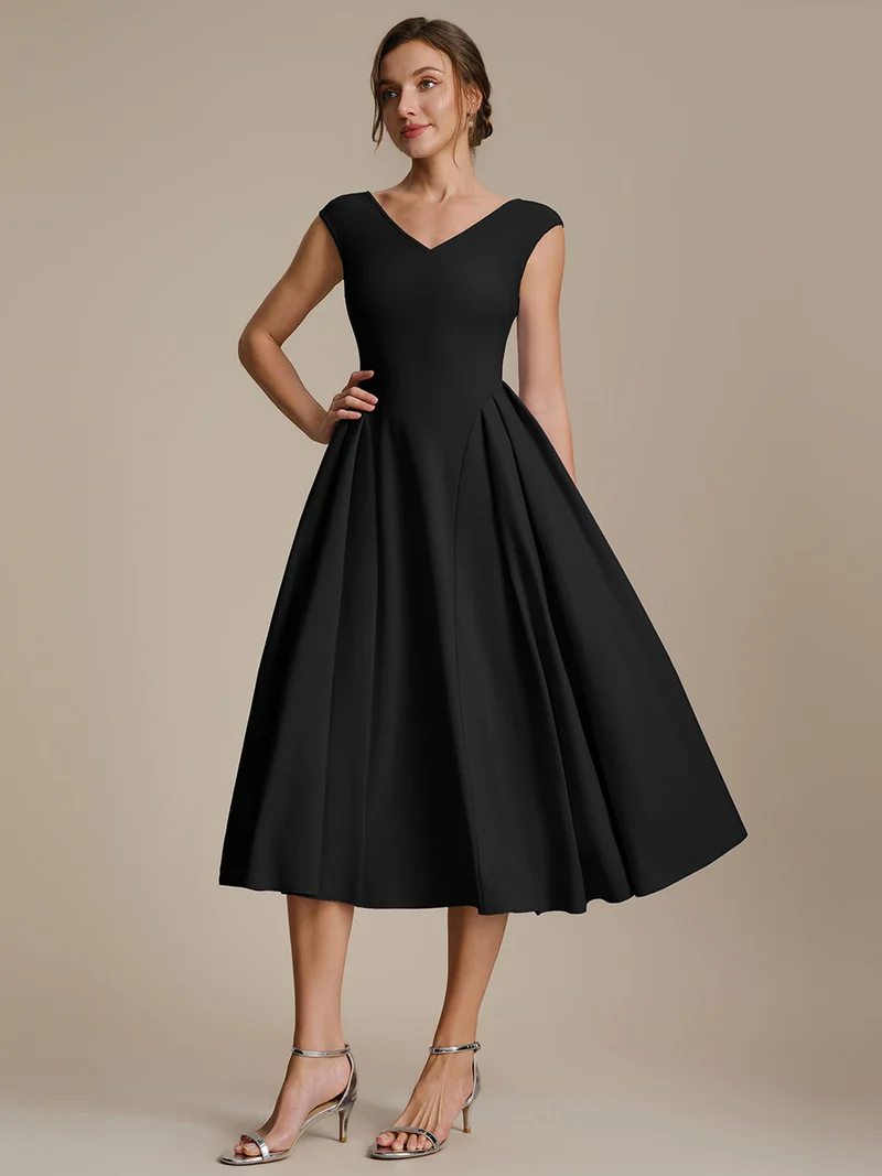 Robe midi sans manches à encolure en V extensible