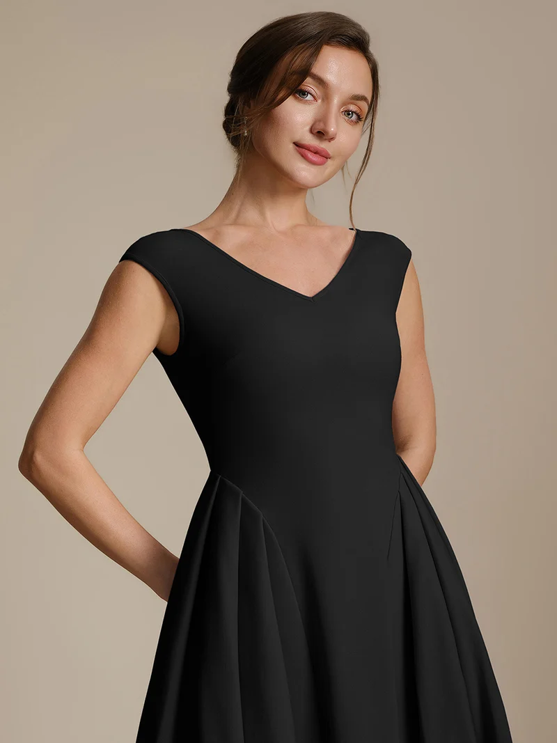Robe midi sans manches à encolure en V extensible