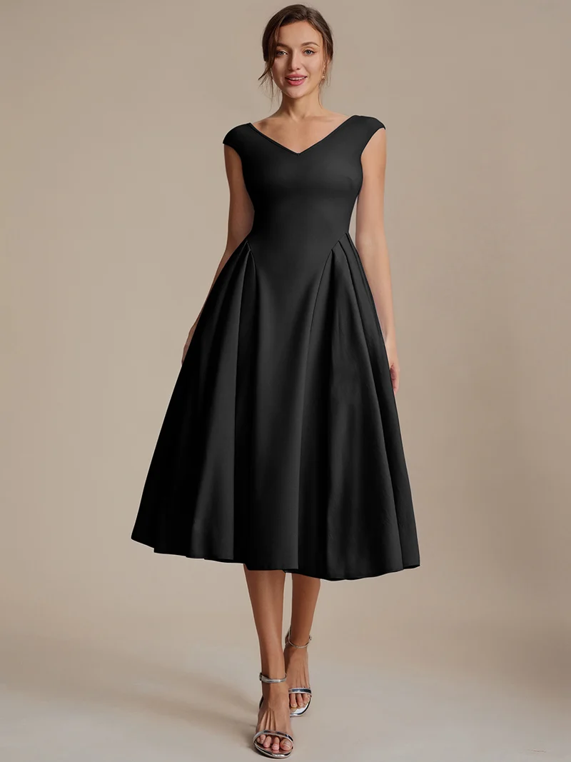 Robe midi sans manches à encolure en V extensible