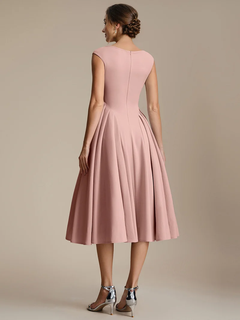Robe midi sans manches à encolure en V extensible