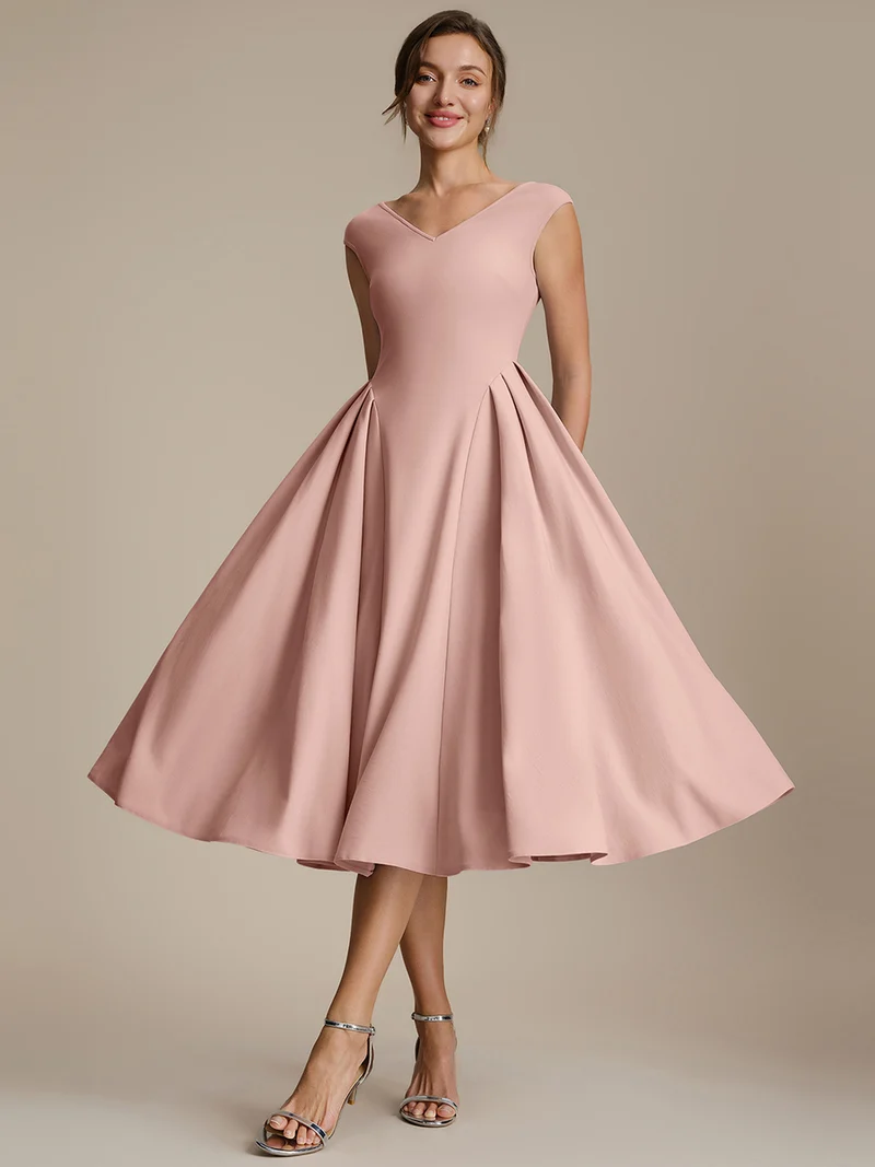 Robe midi sans manches à encolure en V extensible