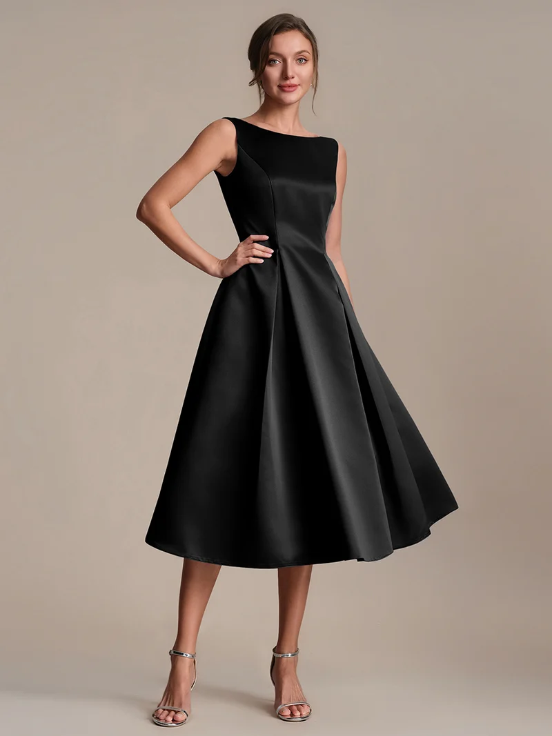 Robe midi longueur ballerine sans bretelles à encolure bateau avec poche