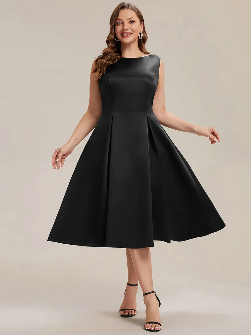 Robe midi longueur ballerine sans bretelles à encolure bateau avec poche