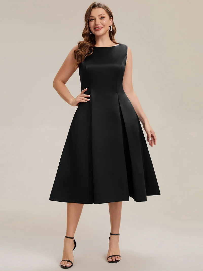 Robe midi longueur ballerine sans bretelles à encolure bateau avec poche