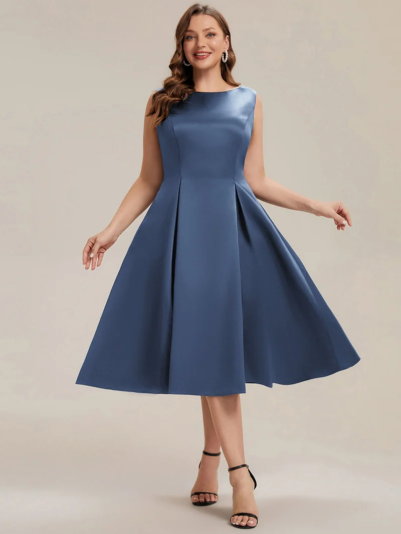Robe midi longueur ballerine sans bretelles à encolure bateau avec poche