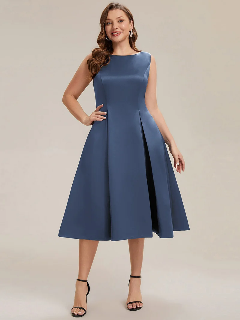Robe midi longueur ballerine sans bretelles à encolure bateau avec poche