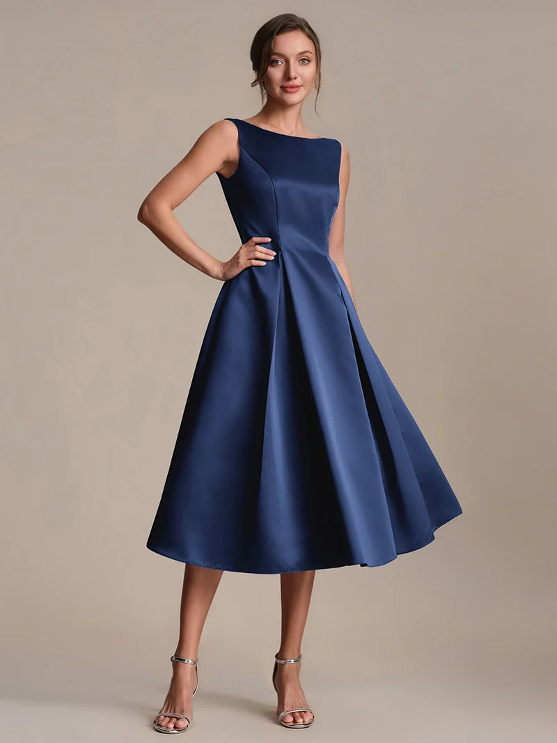 Robe midi longueur ballerine sans bretelles à encolure bateau avec poche