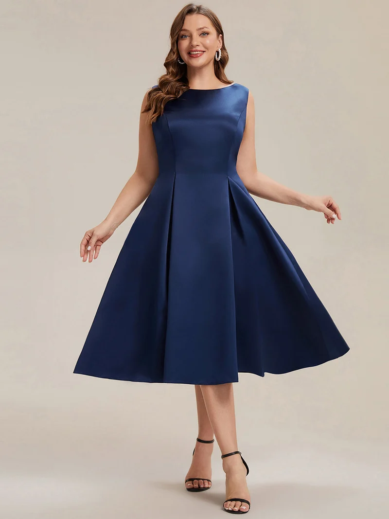 Robe midi longueur ballerine sans bretelles à encolure bateau avec poche